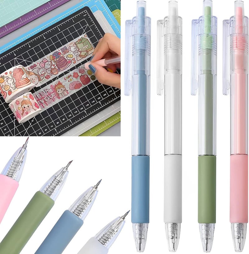 Cualfec 4 Pcs Craft Knife Exacto Knife Paper Cutter Pen Craft Cutting Tools Pen Knife Fine Art Utility Carving Tools Paper Roll Cutter For Diy Scrapbooking And Paper Crafting - Image 1